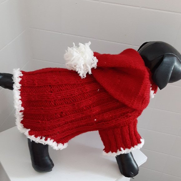 Christmas santa dog sweater for small dogs with hoodie